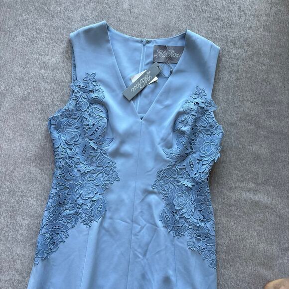 $1,900 NWT Lela Rose Embroidered Appliqué Crepe Evening Gown Dress - Picture 3 of 8